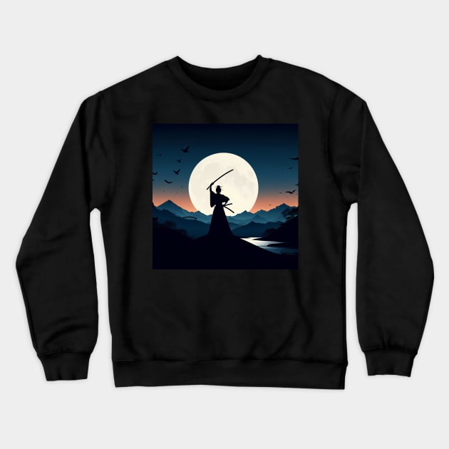 Samurai Silhouette #22 Crewneck Sweatshirt by kreasioncom